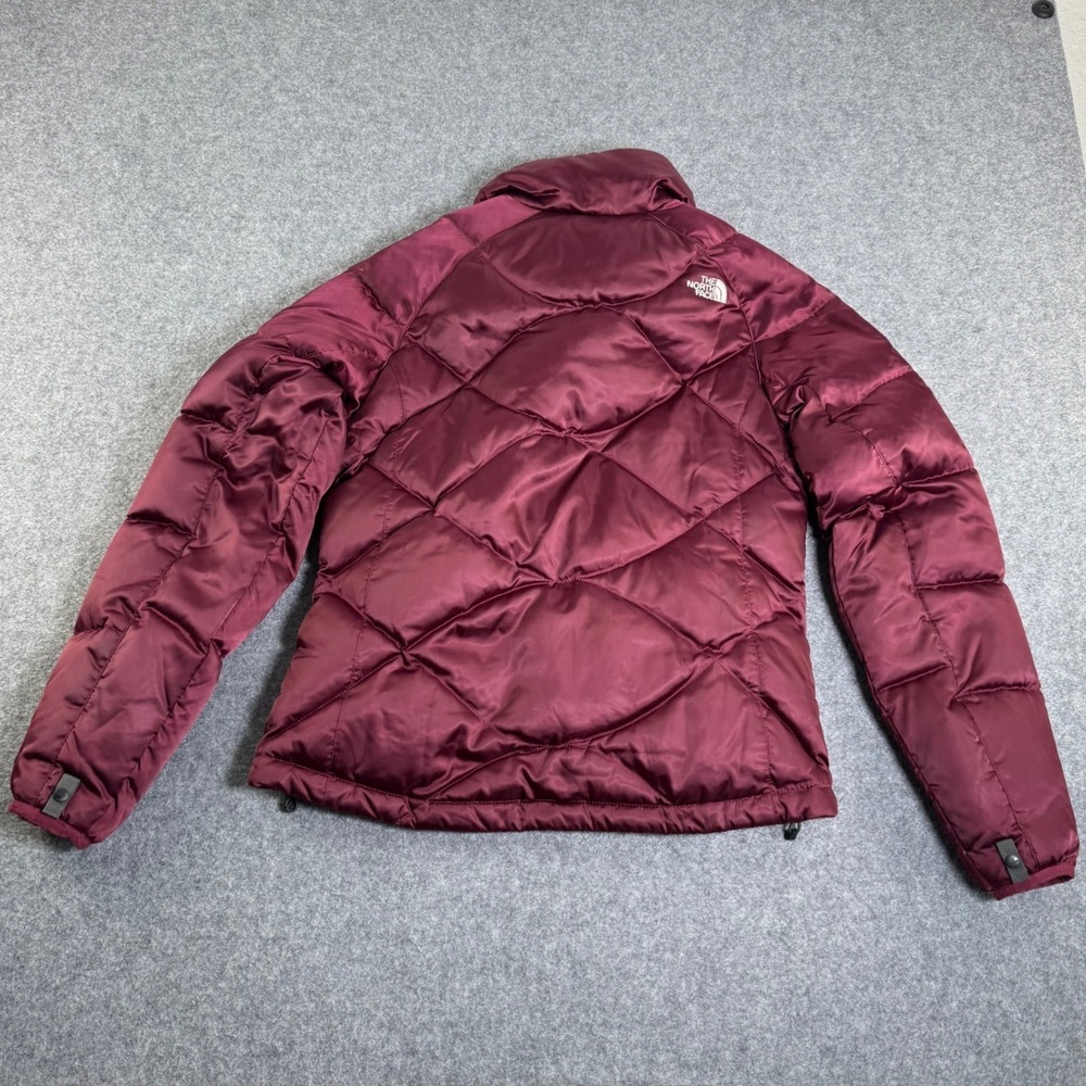The North Face Womens 550 Down Puffer Jacket Burgundy Diamond Quilt Medium - Picture 2 of 7